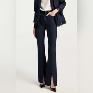 NWT 5à7 Cinq à Sept Shanis high-rise slit-cuff denim bootcut pants